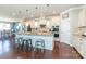 Gourmet kitchen boasts an island with seating, white cabinets, granite countertops, and stainless steel appliances at 246 Sweet Briar Dr, Fort Mill, SC 29707
