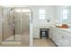 Beautiful bathroom featuring a glass shower, vanity area, and sink at 246 Sweet Briar Dr, Fort Mill, SC 29707