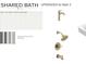 Shared bathroom upgrades for bath 3, featuring matte vertical tile, taupe accents, and brushed gold faucet and shower hardware at 1011 Carter Ave # 35, Charlotte, NC 28206