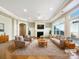 Bright living room featuring hardwood floors, a fireplace and large windows allowing for ample natural light at 1063 Millview Ln, Matthews, NC 28104