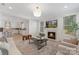 Bright living room showcasing an open layout, fireplace, modern lighting, and access to the kitchen at 109 Seldon Dr, Charlotte, NC 28216