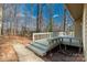 View of the property's back deck surrounded by trees, great for outdoor relaxation and entertaining at 11 Woodvine Ln, Clover, SC 29710