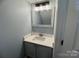 Stylish powder room with a modern vanity, mirror, and lighting fixtures at 17537 Tuscany Ln, Cornelius, NC 28031