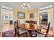 Dining area showcasing a chandelier, wooden dining set, and bright walls at 4340 Rodeway Ne Ct, Hickory, NC 28601