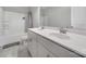 Bathroom featuring a double sink vanity, combination tub and shower at 4631 Christina Ct, Gastonia, NC 28056