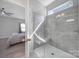 Modern bathroom featuring a glass enclosed shower with tile surround and a built in bench at 4631 Christina Ct, Gastonia, NC 28056