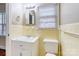 Cozy bathroom with a single sink vanity, tiled walls, and natural light from a window at 5536 Seacroft Rd, Charlotte, NC 28210