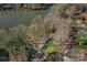 Aerial view of lakefront home at 7611 Buckland Rd, Charlotte, NC 28278