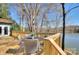 Deck with table, chairs and a lake view at 7611 Buckland Rd, Charlotte, NC 28278
