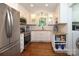 Charming kitchen with white cabinetry, granite counters and stainless steel appliances at 7794 Live Oaks Dr, Denver, NC 28037