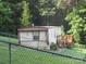 View of mobile home with small porch, light siding, brown roof, and fenced yard, needs TLC at 1000 Jl Tyson Dr, Gastonia, NC 28056