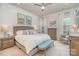 Light-filled bedroom boasting white shiplap walls, modern decor, and a comfortable aesthetic at 125 Lanyard Dr # E, Mooresville, NC 28117
