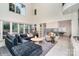 Spacious living room with high ceilings, a modern fireplace, and a comfortable oversized sectional sofa at 1665 Sterling Rd, Charlotte, NC 28209