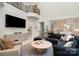 Stylish living room with a plush sofa, modern furnishings, and an open view to the adjacent kitchen and dining area at 1665 Sterling Rd, Charlotte, NC 28209