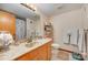 Bathroom with a large mirror, ample cabinet space, and a shower with a decorative curtain for added privacy at 190 Country Dr, Statesville, NC 28625