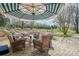 Charming outdoor patio features comfortable seating, a nearby waterfall, and manicured lawns at 190 Country Dr, Statesville, NC 28625