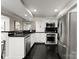 Beautiful kitchen featuring stainless steel appliances, dark countertops and modern finishes at 2445 Selwyn Ave, Charlotte, NC 28209