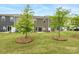 Manicured backyard featuring a grassy lawn, small trees, and a concrete patio at 2749 Yeager Nw Dr, Concord, NC 28027