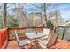 A cozy back deck with a table and chairs, perfect for outdoor dining and relaxation at 335 Deep Forest Ct, Gastonia, NC 28056