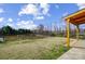 Spacious backyard area with fence and pond at 8513 Garden View Dr, Charlotte, NC 28277