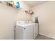 Functional laundry room with washer, dryer, and shelving for storage at 1037 Delridge St, Waxhaw, NC 28173