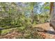 View of wooded backyard from the side of the home; some construction is underway at 1235 E Poplar St, Conover, NC 28613