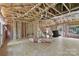 Exposed framing and pink insulation showcase the interior of a home under construction with natural light at 1235 E Poplar St, Conover, NC 28613