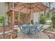 Patio features a dining table, garden, and an outdoor grill with multiple seating areas at 2819 Blythe Rd, Waxhaw, NC 28173
