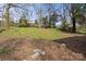 Spacious grassy backyard with scattered leaves at 326 Whispering Pines Dr, Charlotte, NC 28217
