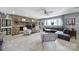 Spacious living room features a stone fireplace, plush seating, and large windows for natural light at 6823 City View Dr, Charlotte, NC 28212