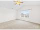 Bedroom has neutral colored carpet, walls, and vaulted ceiling with ceiling fan at 10223 Kelso Ct, Charlotte, NC 28278