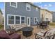 Backyard with a stone patio, comfortable outdoor seating and a fire pit for cozy evenings at 12545 Druids Glen Dr, Pineville, NC 28134