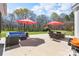 Inviting patio with comfortable seating, shade umbrellas, and an outdoor grill, ideal for entertaining and relaxation at 8201 Tonawanda Dr, Charlotte, NC 28277