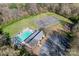 Overhead view of community amenities: pool, tennis courts, basketball court and play area at 8511 Fox Tail Ln, Huntersville, NC 28078