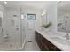 Modern bathroom featuring a glass shower, double vanity, and contemporary design at 914 Greenleaf Ave # A, Charlotte, NC 28202