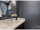 Contemporary half bathroom featuring a modern vanity, chrome faucet, and stylish decor at 914 Greenleaf Ave # A, Charlotte, NC 28202