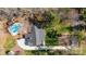 Bird's eye view of the property highlighting the home, pool, yard, and surrounding trees at 9401 Elvis Dr, Charlotte, NC 28215