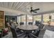 Covered porch with seating, ceiling fan, outdoor grill, and view of the backyard at 9401 Elvis Dr, Charlotte, NC 28215