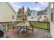 Relaxing back deck featuring a table, chairs, and umbrella for enjoying the outdoor space at 10802 Tradition View Dr, Charlotte, NC 28269