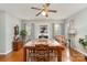 The dining room with a fireplace, light and plant at 10802 Tradition View Dr, Charlotte, NC 28269