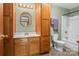 Bathroom with classic vanity, medicine cabinet and walk in shower at 123 Lucy Ln, Statesville, NC 28625