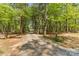 View down the long, tree-lined gravel driveway to the home at 123 Lucy Ln, Statesville, NC 28625