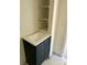 Bathroom featuring a modern sink, dark vanity, and open shelf for storage at 2546 Amber Crest Dr, Gastonia, NC 28052
