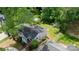 Aerial shot of a quaint house with lush greenery in the front and backyard at 3016 Hanson Dr, Charlotte, NC 28207