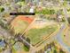 Aerial view shows approximate 1.58 acre lot with large cleared area and road frontage at 4055 10Th Avenue Sw Dr, Hickory, NC 28602