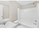 Clean bathroom with a shower-tub combination and modern sink vanity at 4055 10Th Avenue Sw Dr, Hickory, NC 28602