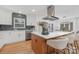 Well-appointed kitchen featuring an island with bar seating, stainless appliances, and tiled backsplash at 437 Chadmore Dr, Charlotte, NC 28270