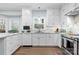Modern kitchen with stainless steel appliances, white cabinetry, and elegant countertops at 5309 Silchester Ln, Charlotte, NC 28215