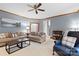 Comfortable living room featuring plush seating, a wooden coffee table, and warm, neutral tones at 5309 Silchester Ln, Charlotte, NC 28215