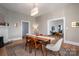 Elegant dining room featuring hardwood floors, fireplace, and a modern light fixture at 615 E Sycamore St, Lincolnton, NC 28092